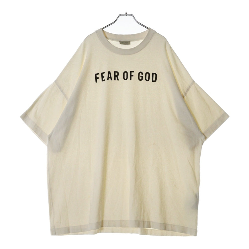 FEAR OF GOD(フィアオブゴッド) ロゴプリント オーバーサイズTシャツ 半袖クルーネックカットソー アイボリー