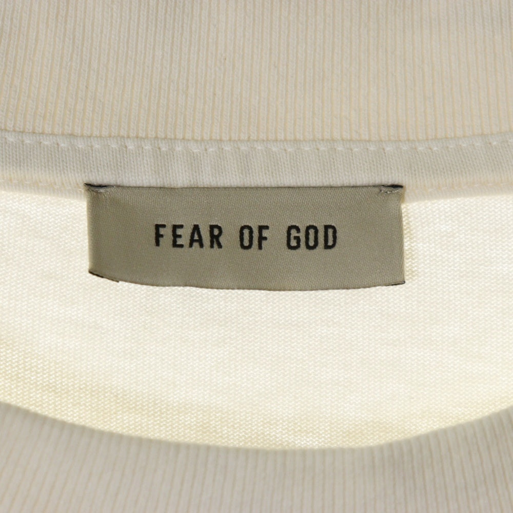 FEAR OF GOD(フィアオブゴッド) ロゴプリント オーバーサイズTシャツ 半袖クルーネックカットソー アイボリー