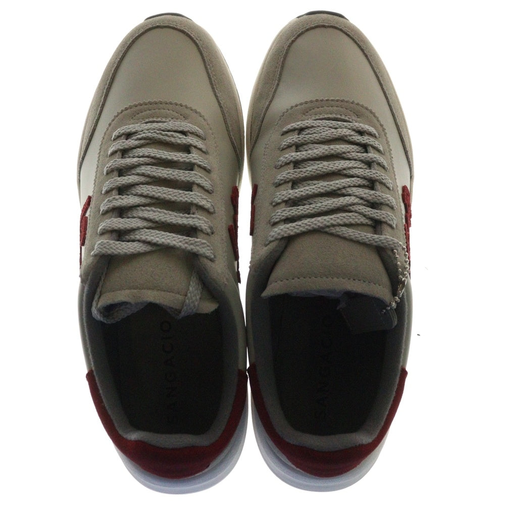Sangacio(サンガッチョ) にゅBLOW GRAY BORDEAUX レザーローカットスニーカー グレー/ボルドー US9.5/27.5cm