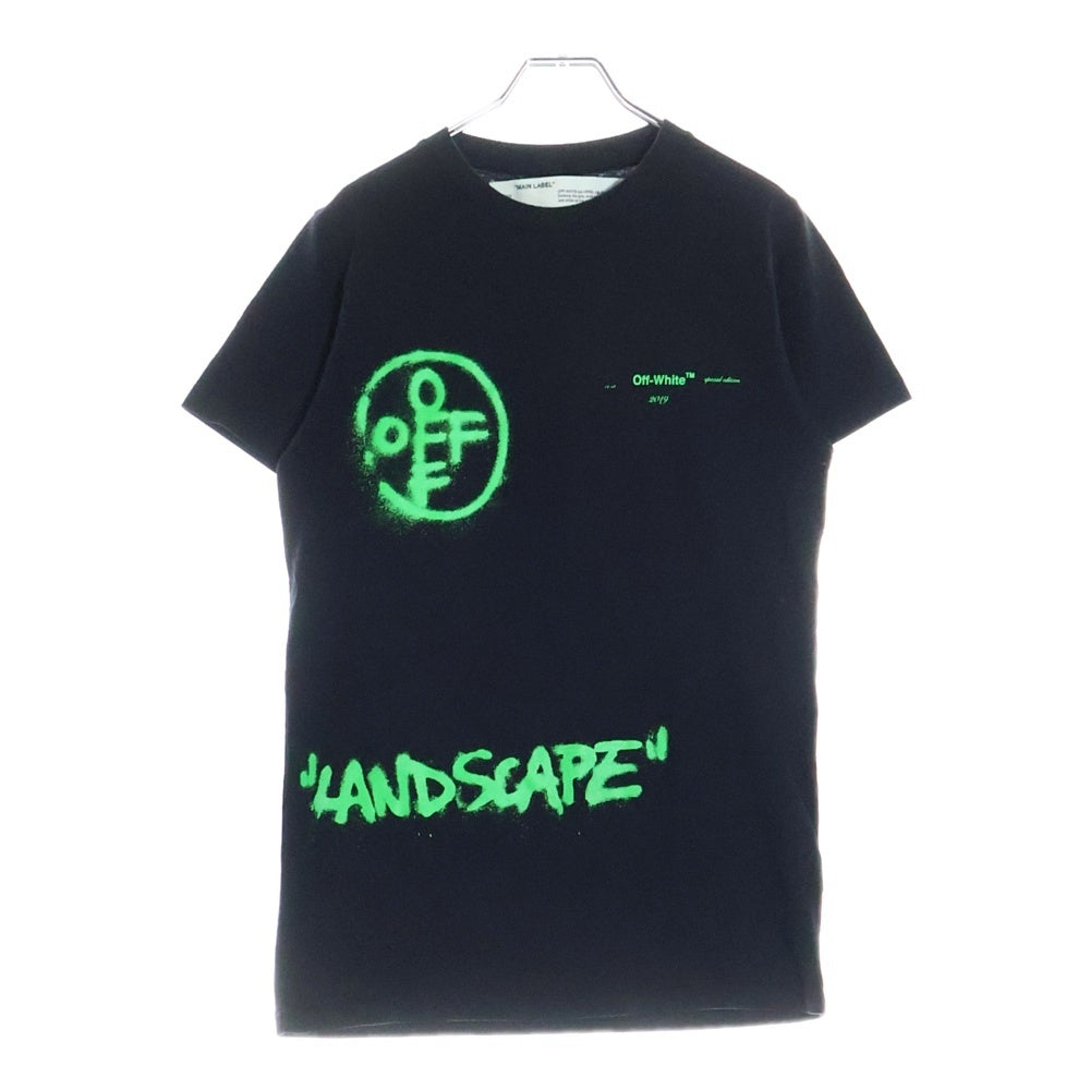 OFF-WHITE(オフホワイト) LAND SCAPE ランド スケープ ペイント 両面プリント クルーネック カットソー 半袖Tシャツ ブラック OMMAA027G19185009