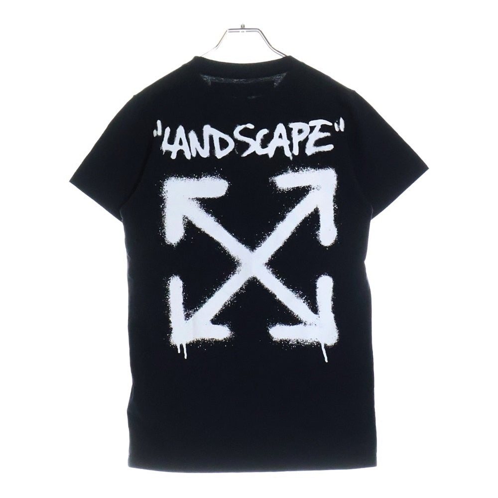 OFF-WHITE(オフホワイト) LAND SCAPE ランド スケープ ペイント 両面プリント クルーネック カットソー 半袖Tシャツ ブラック OMMAA027G19185009