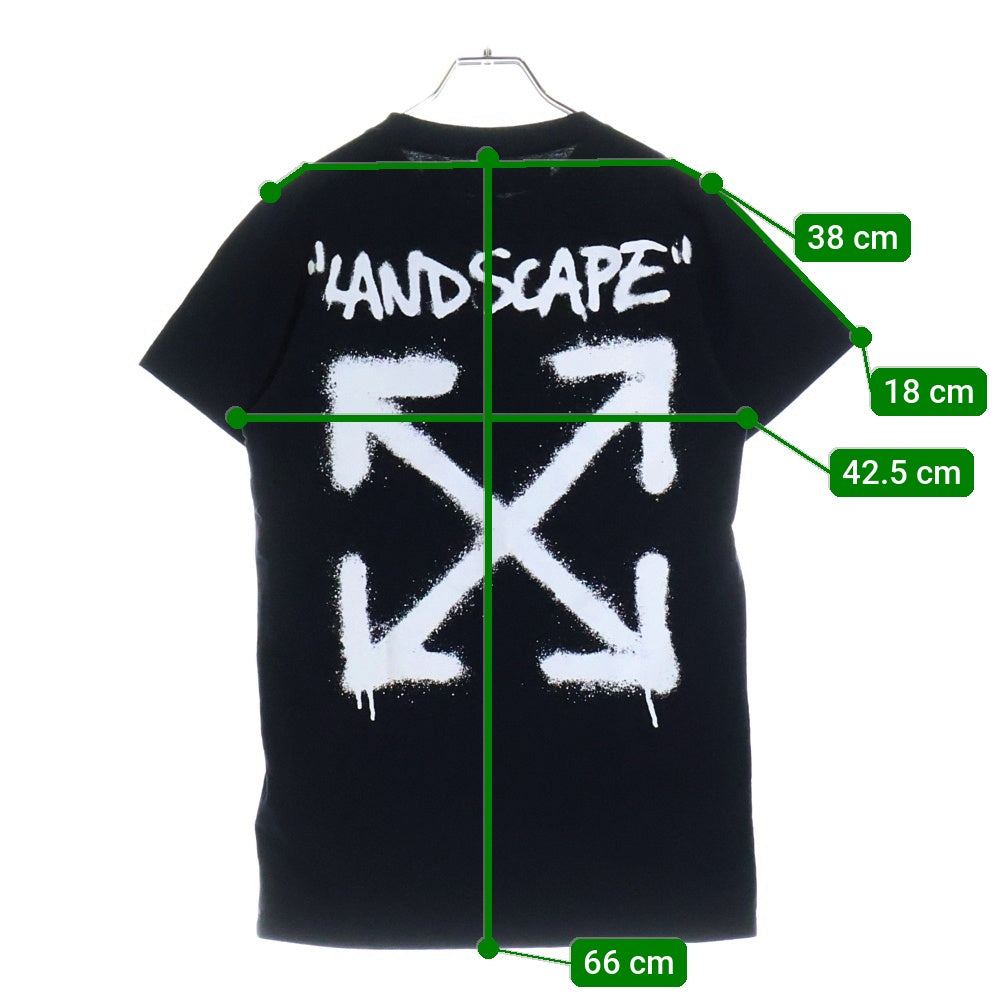 OFF-WHITE(オフホワイト) LAND SCAPE ランド スケープ ペイント 両面プリント クルーネック カットソー 半袖Tシャツ ブラック OMMAA027G19185009