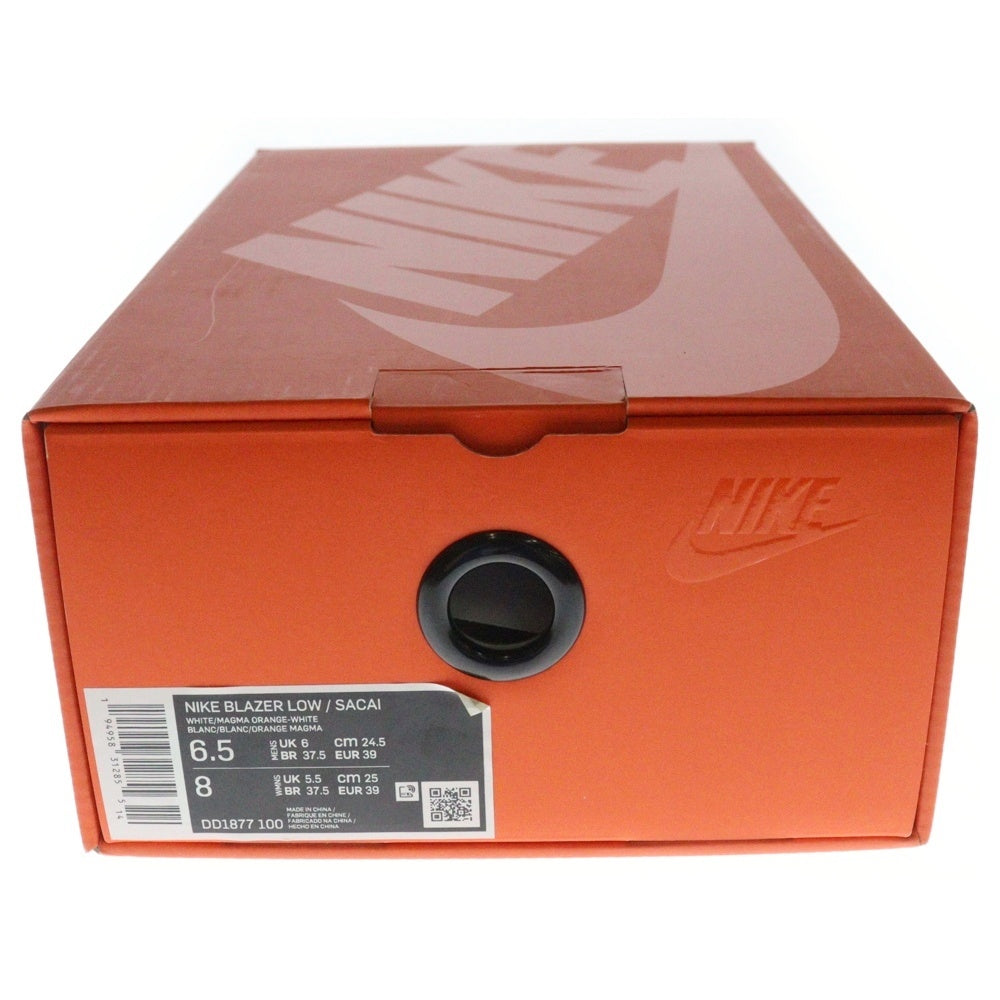 NIKE(ナイキ) ×sacai BLAZER LOW MAGMA ORANGE サカイ ブレーザー ローカットスニーカー ホワイト/オレンジ US6.5/24.5cm レディース DD1877-100