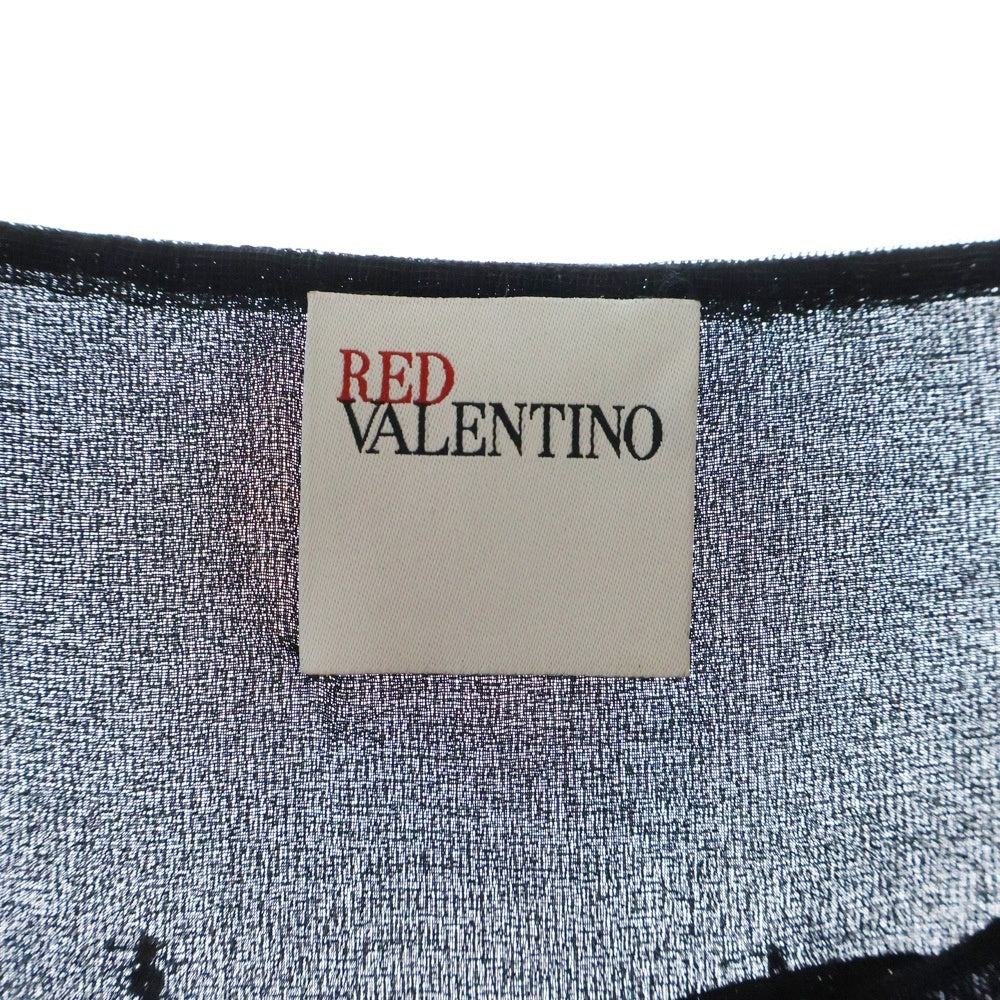 RED VALENTINO(レッド ヴァレンティノ) スパンコール エンブロイダリー ギャザー チュール ノースリーブ ドレス ワンピース レディース ブラック