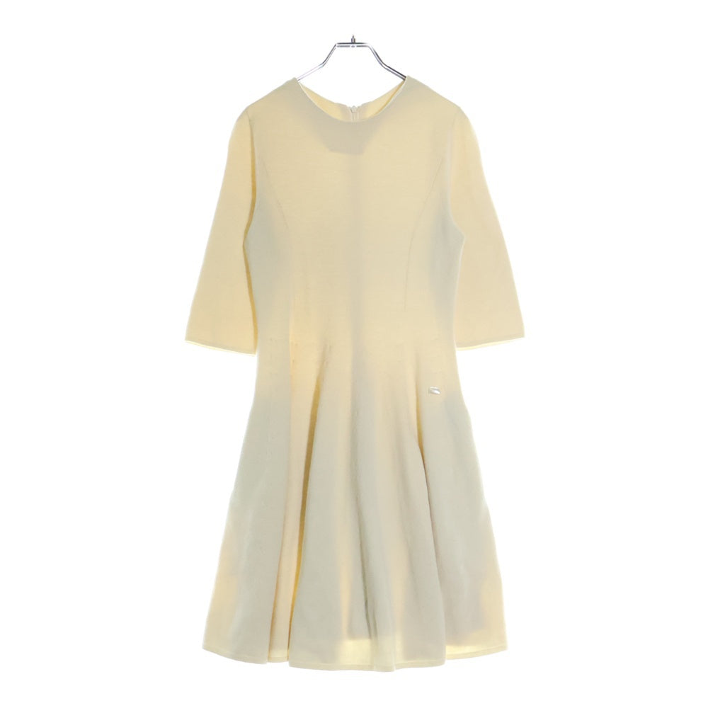 FOXEY(フォクシー) バック ジップ クルーネック ウール ニット ワンピース ドレス レディース アイボリー 34845-KA0FI06MY