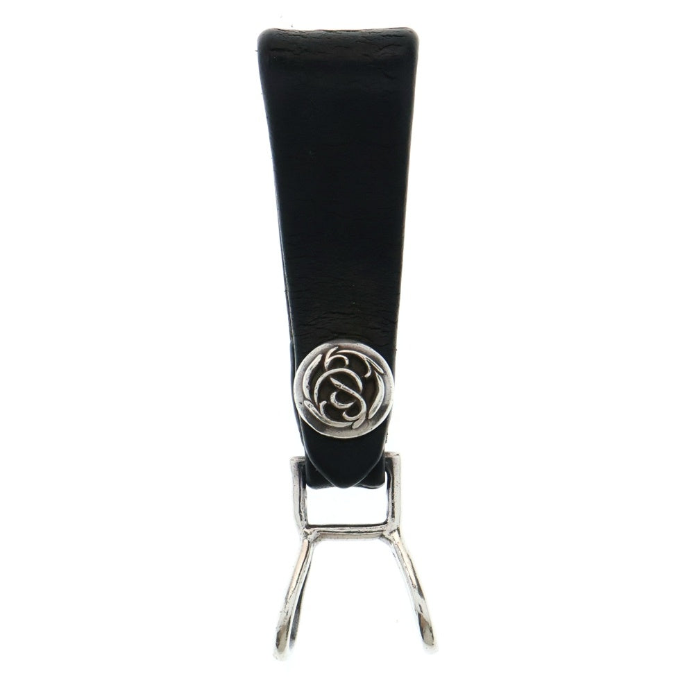 CHROME HEARTS(クロムハーツ) BELT LOOP フローラルボタンレザーベルトループ シルバー/ブラック