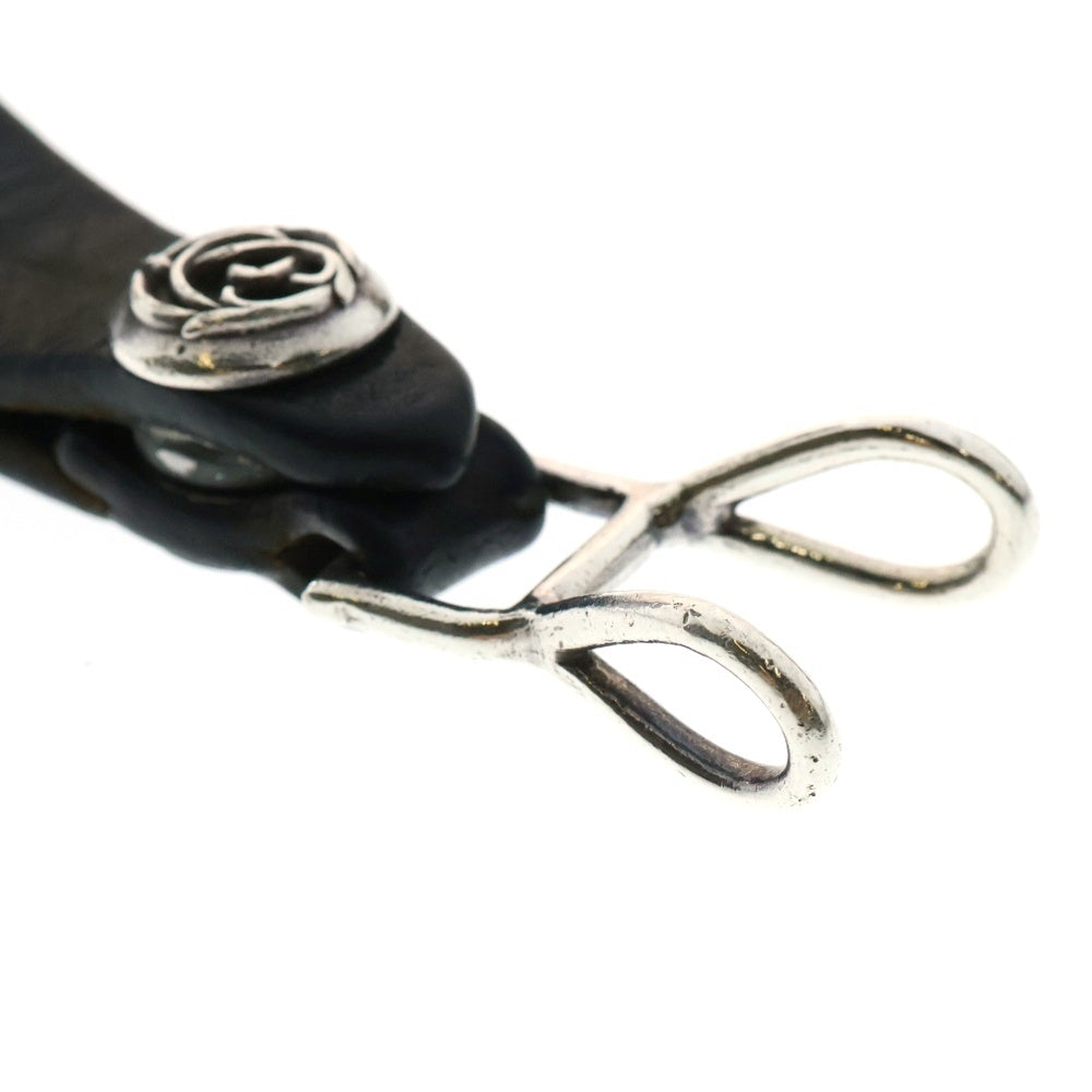 CHROME HEARTS(クロムハーツ) BELT LOOP フローラルボタンレザーベルトループ シルバー/ブラック