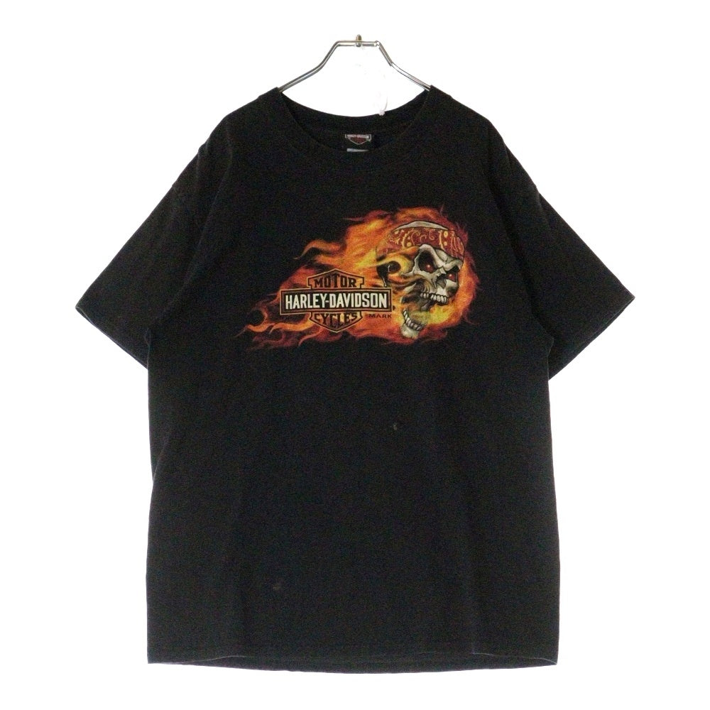 HARLEY DAVIDSON(ハーレーダビッドソン) スカルファイアー 両面プリントTシャツ 半袖クルーネックカットソー ブラック