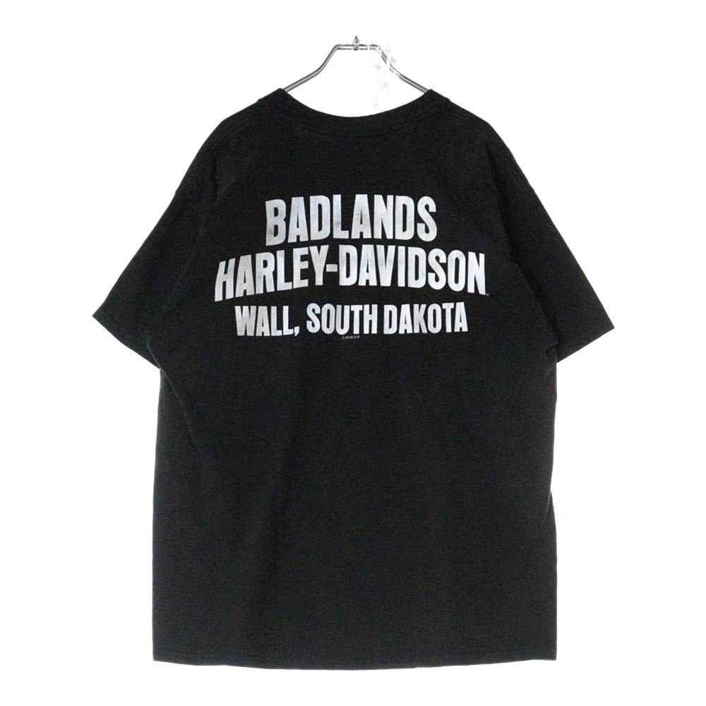 HARLEY DAVIDSON(ハーレーダビッドソン) スカルファイアー 両面プリントTシャツ 半袖クルーネックカットソー ブラック