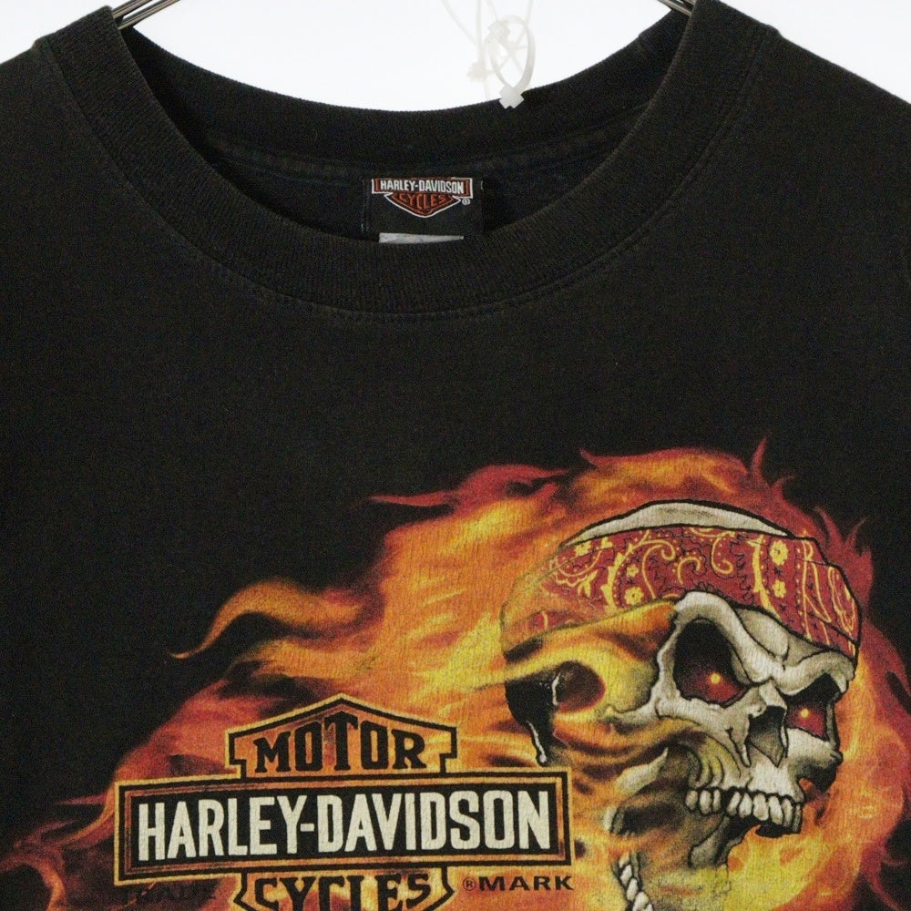 HARLEY DAVIDSON(ハーレーダビッドソン) スカルファイアー 両面プリントTシャツ 半袖クルーネックカットソー ブラック