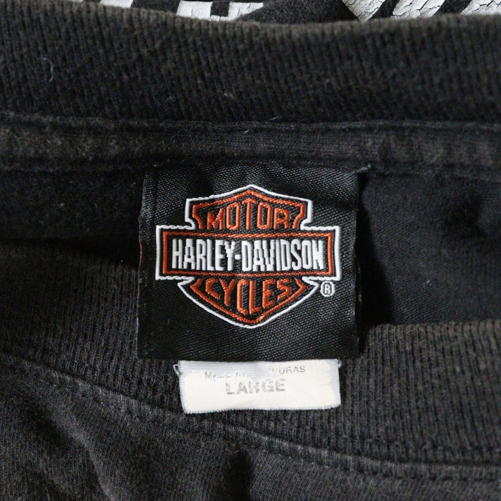 HARLEY DAVIDSON(ハーレーダビッドソン) スカルファイアー 両面プリントTシャツ 半袖クルーネックカットソー ブラック