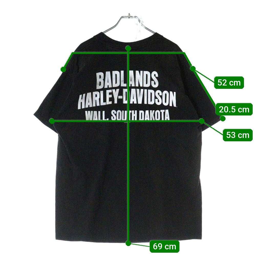 HARLEY DAVIDSON(ハーレーダビッドソン) スカルファイアー 両面プリントTシャツ 半袖クルーネックカットソー ブラック