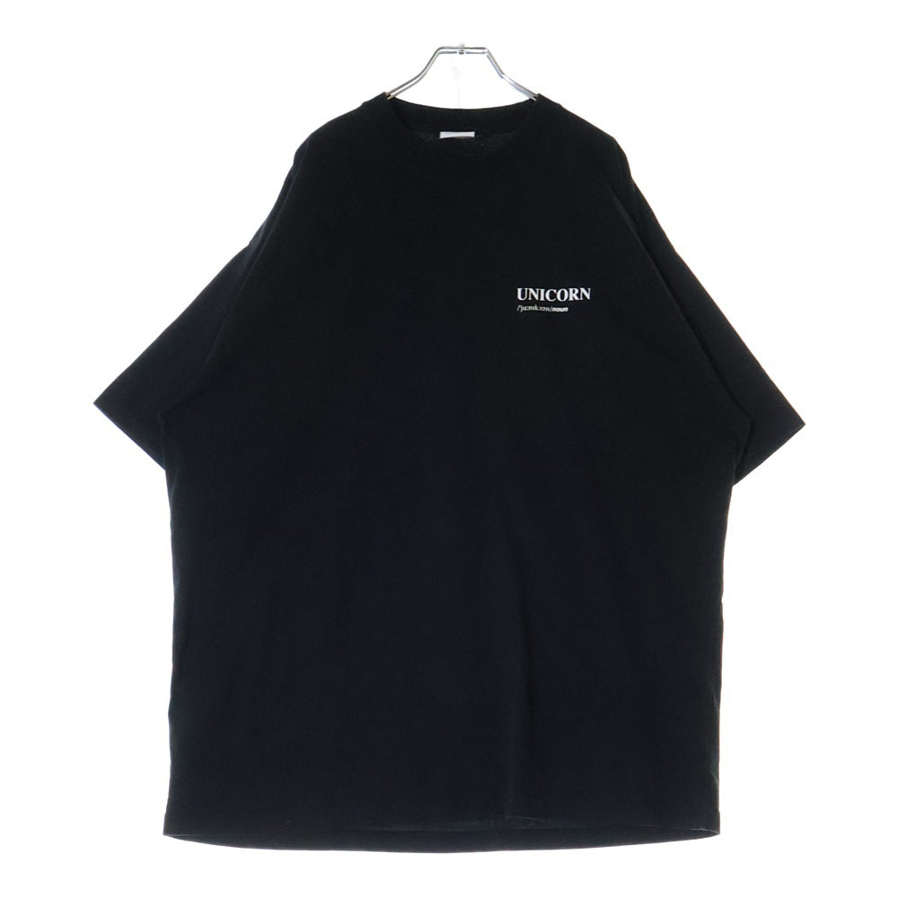 VETEMENTS(ヴェトモン) Unicorn Definition T-Shirt ユニコーン グラフィックプリント クルーネック半袖Tシャツ カットソー ブラック