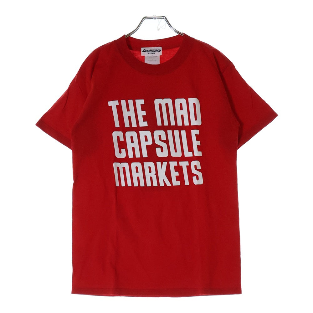 NO BRAND(ノーブランド) ×TOWER RECORDS THE MAD CAPSULE MARKETS タワーレコード ザマッドカプセルマーケッツ グラフィックプリント クルーネック半袖Tシャツ カットソー レッド