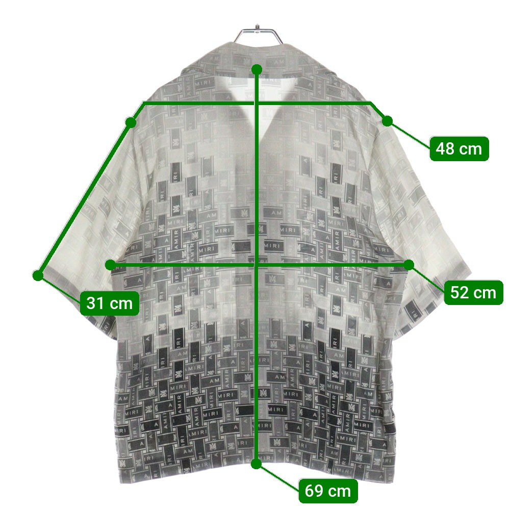 AMIRI(アミリ) 23SS GRADIENT TAPE BOWLING SHIRT グラディエント テープ ボーリング オープンカラーシャツ ショートスリーブ グレー SS23MSS010-030