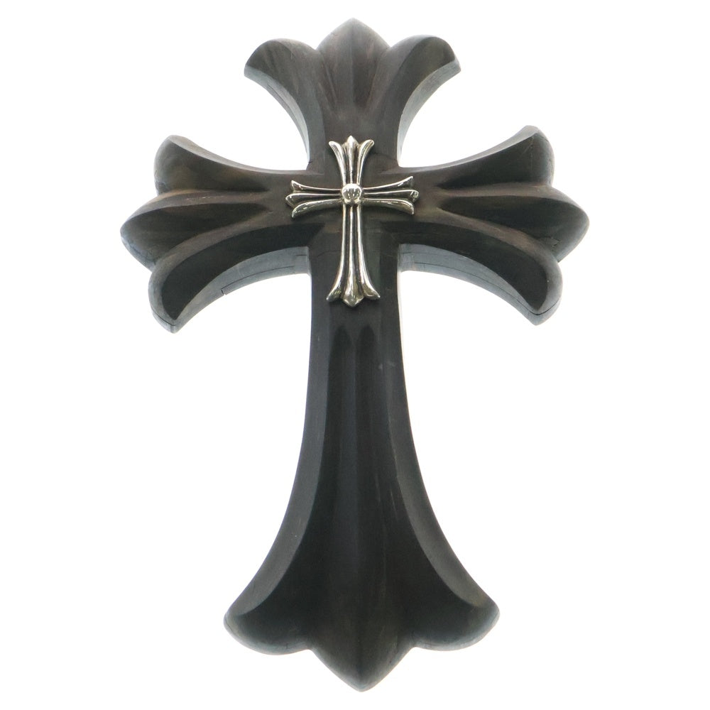 CHROME HEARTS(クロムハーツ) EBONY CROSS LRG ラージCHクロス付き エボニー壁掛けオブジェ シルバー/ブラウン ■
