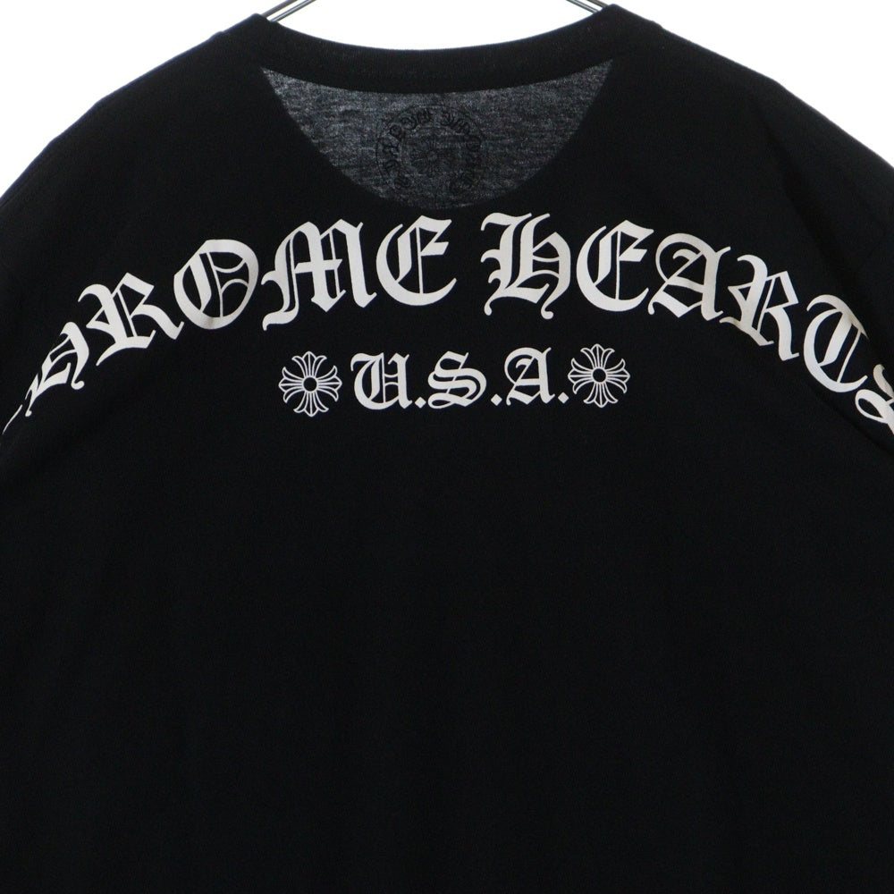 CHROME HEARTS(クロムハーツ) CH T-SHRT スクロールラベル ロゴプリント クルーネック 半袖Tシャツ カットソー ブラック