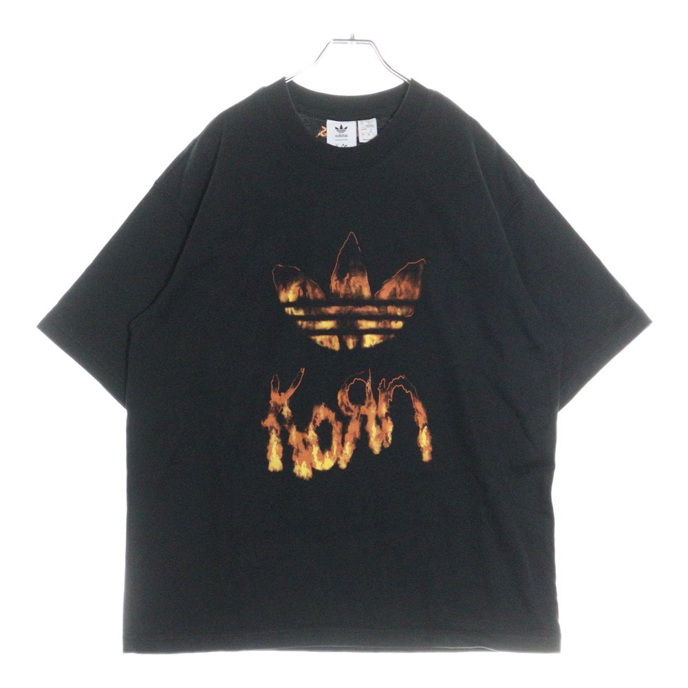 adidas(アディダス) KoRn T-SHIRT コーン グラフィックプリント クルーネック半袖Tシャツ カットソー ブラック IN9098