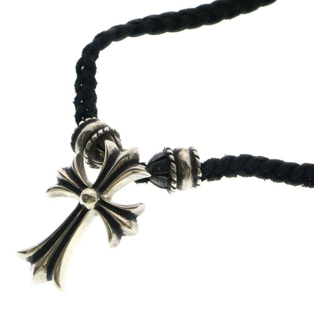 CHROME HEARTS(クロムハーツ) CH CRS SML CL スモールCHクロス クリンプト レザーブレイド ネックレス シルバー/ブラック BCA217
