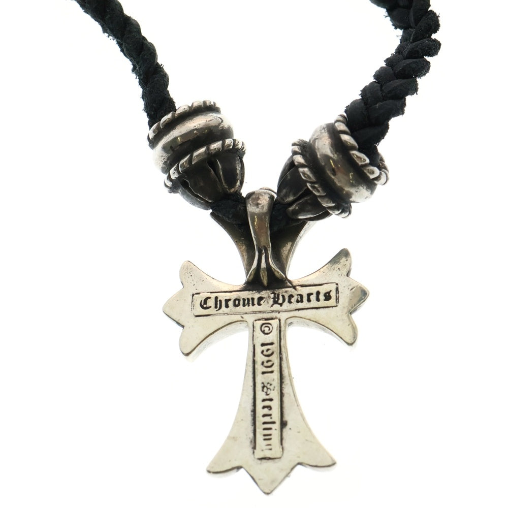 CHROME HEARTS(クロムハーツ) CH CRS SML CL スモールCHクロス クリンプト レザーブレイド ネックレス シルバー/ブラック BCA217