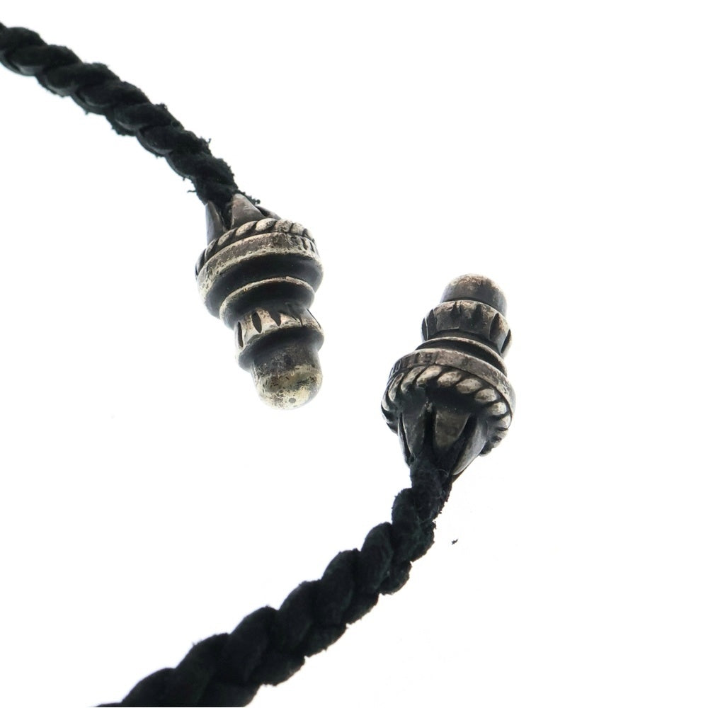 CHROME HEARTS(クロムハーツ) CH CRS SML CL スモールCHクロス クリンプト レザーブレイド ネックレス シルバー/ブラック BCA217