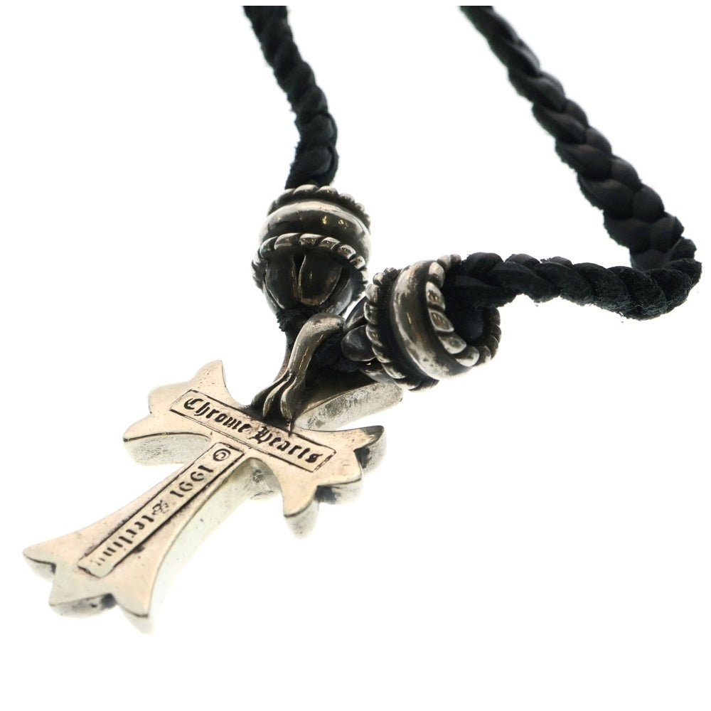 CHROME HEARTS(クロムハーツ) CH CRS SML CL スモールCHクロス クリンプト レザーブレイド ネックレス シルバー/ブラック BCA217