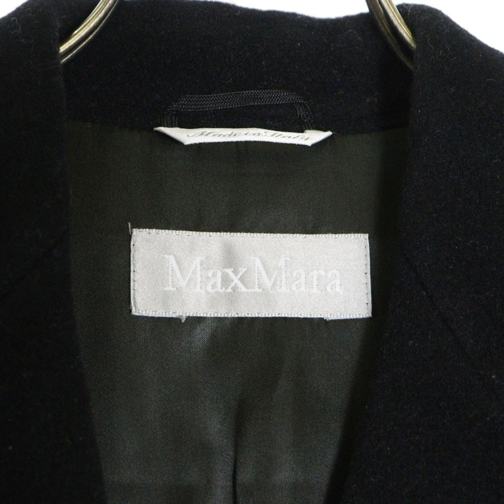 MaxMara(マックスマーラ) 3B バージンウール ノッチドラペル ロング チェスターコート レディース ブラック