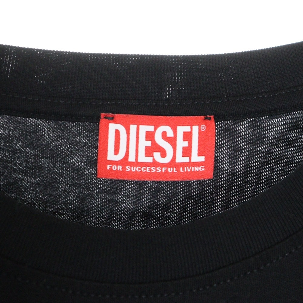 DIESEL(ディーゼル) 24AW T-BOXT-BLEACH ブリーチ加工 ブランドロゴプリント クルーネック カットソー 半袖Tシャツ ブラック A148720QKAS