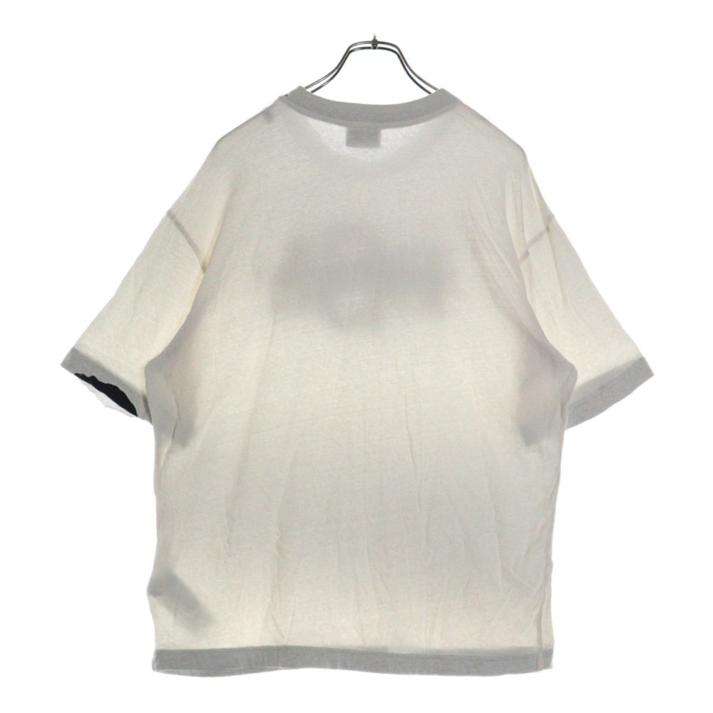 DIESEL(ディーゼル) T-WASHROT DSL ロゴ刺繍 ダメージ加工 クルーネック カットソー 半袖Tシャツ ホワイト A085660EFAN