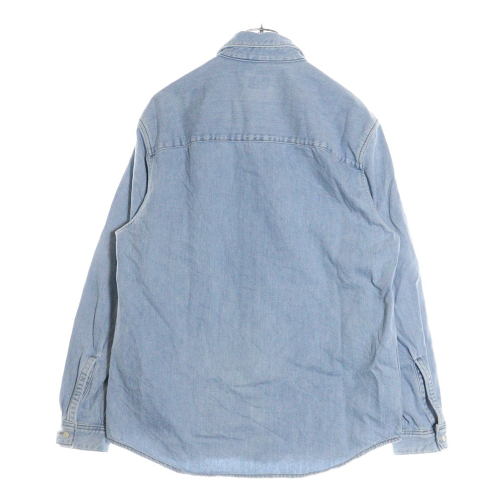 DIESEL(ディーゼル) D-SIMPLY ワンポイントロゴ刺繍 ウォッシュ加工 デニム 長袖シャツ ブルー A03534OCGAD