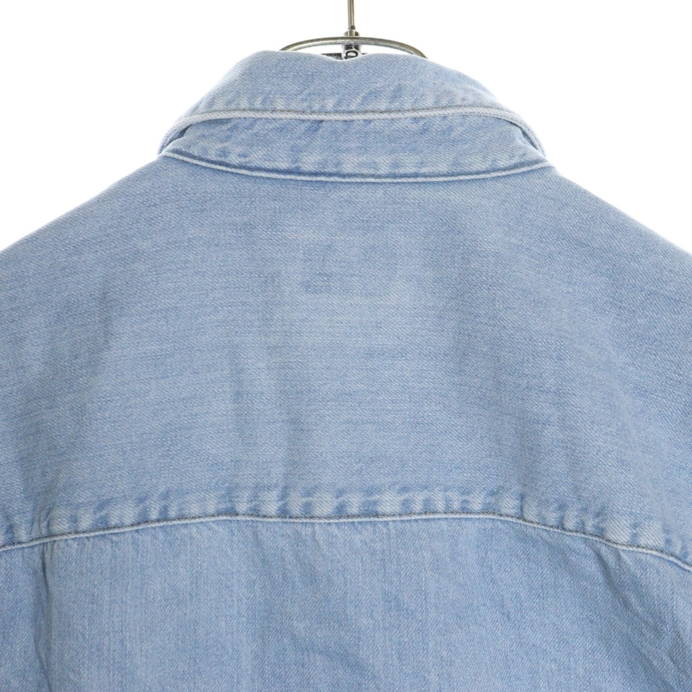 DIESEL(ディーゼル) D-SIMPLY ワンポイントロゴ刺繍 ウォッシュ加工 デニム 長袖シャツ ブルー A03534OCGAD