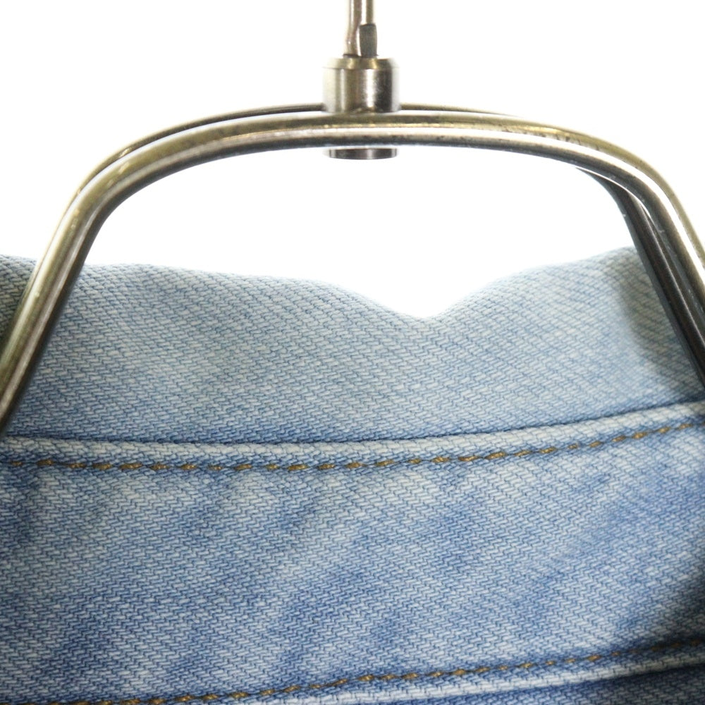 DIESEL(ディーゼル) D-SIMPLY ワンポイントロゴ刺繍 ウォッシュ加工 デニム 長袖シャツ ブルー A03534OCGAD