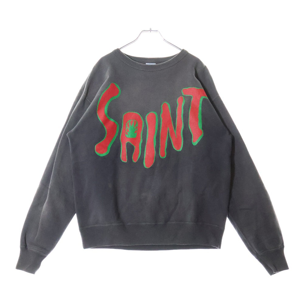 SAINT MICHAEL(セントマイケル) 23AW CRW N SWT ヴィンテージ加工 クルーネックスウェットトレーナー グレー SM-A23-0000-018