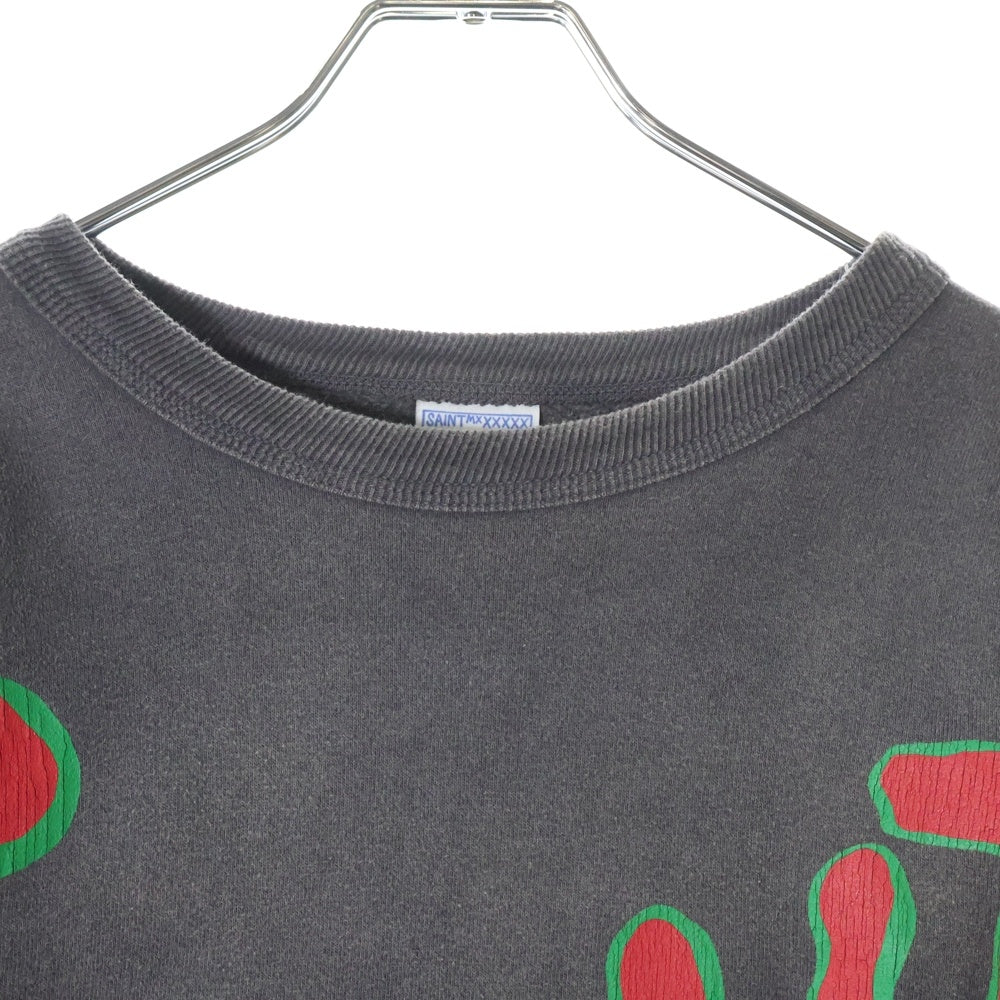 SAINT MICHAEL(セントマイケル) 23AW CRW N SWT ヴィンテージ加工 クルーネックスウェットトレーナー グレー SM-A23-0000-018