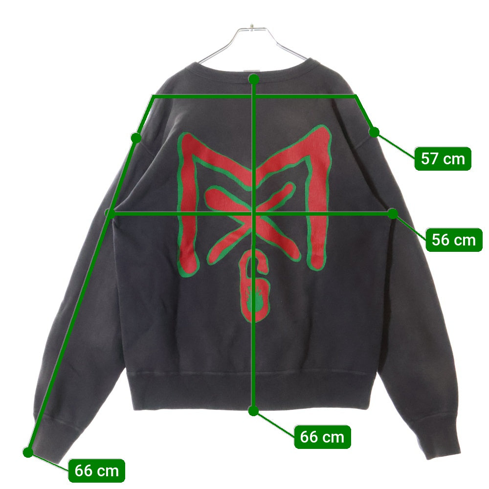 SAINT MICHAEL(セントマイケル) 23AW CRW N SWT ヴィンテージ加工 クルーネックスウェットトレーナー グレー SM-A23-0000-018