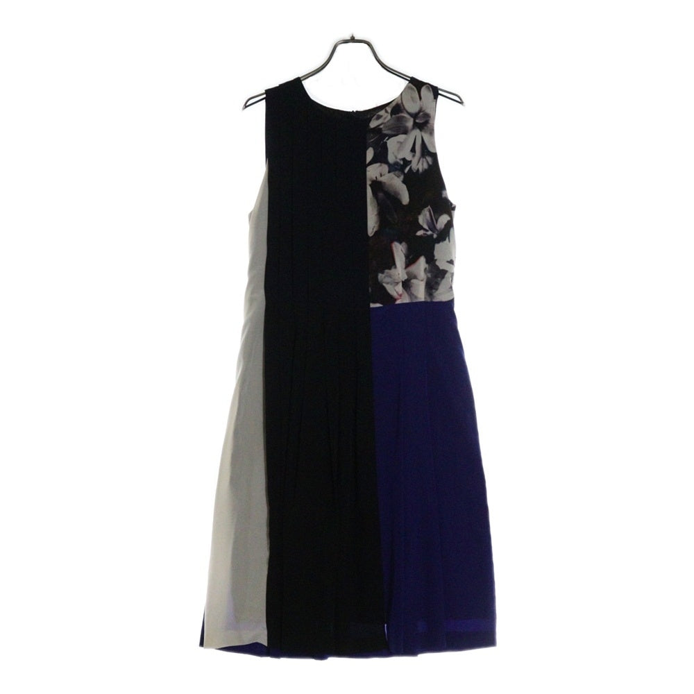 Paul Smith(ポールスミス) フラワープリント切替 プリーツ ノースリーブ ワンピース ブラック