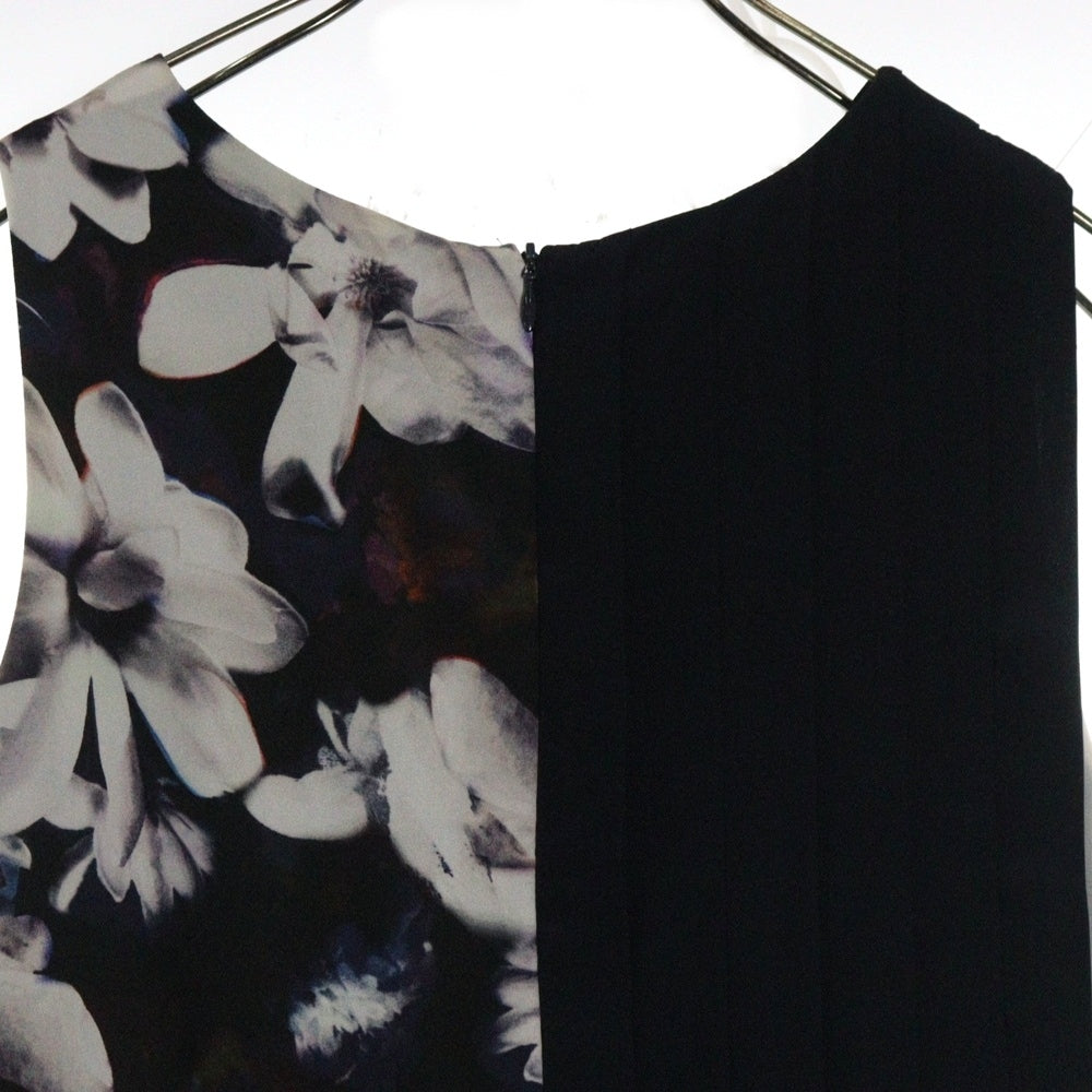 Paul Smith(ポールスミス) フラワープリント切替 プリーツ ノースリーブ ワンピース ブラック