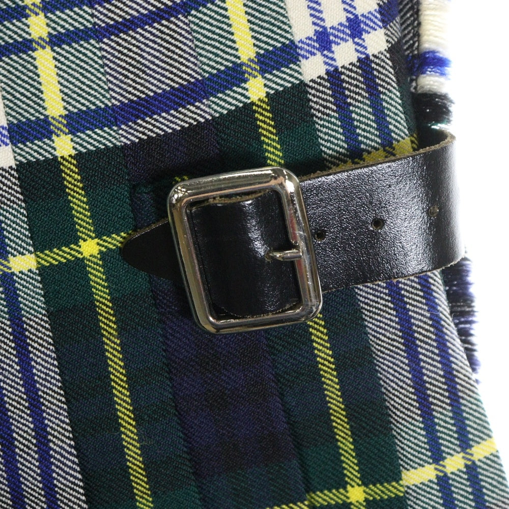 COMME des GARCONS(コムデギャルソン) 08AW AD2007×LOCHCARRON ロキャロン チェック ウール ラップ プリーツスカート グリーン レディース OB-S002