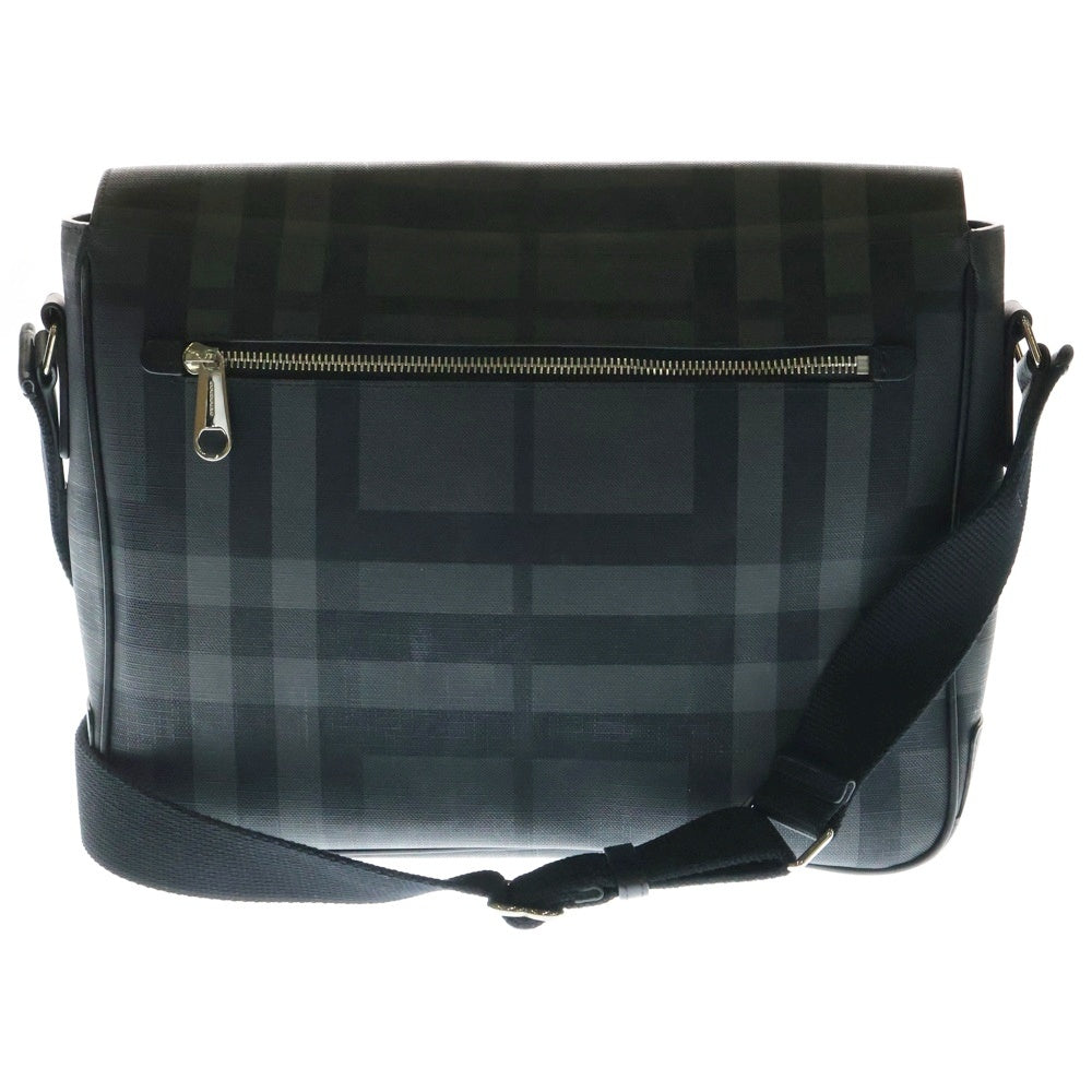 BURBERRY(バーバリー) ノバチェック レザー切り替え PVCショルダーバッグ ブラック 8005165