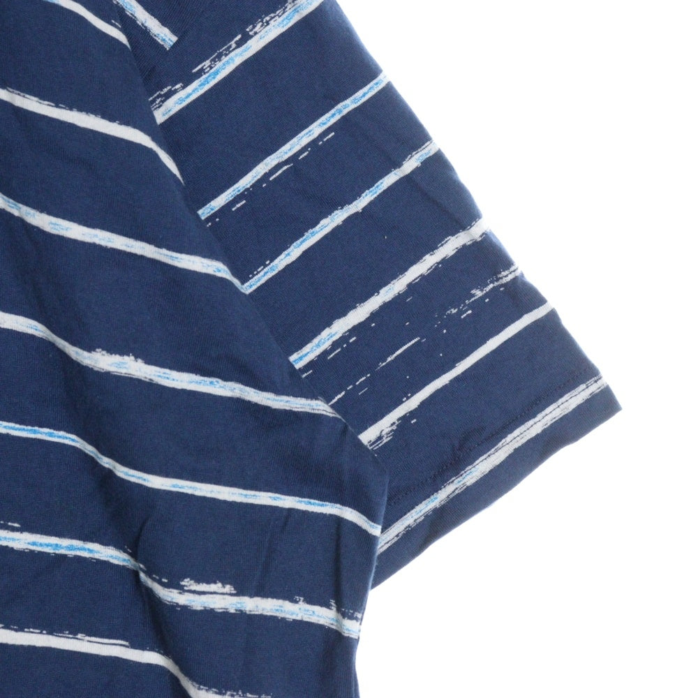 Porter Classic(ポータークラシック) ボーダー柄 ラウンドネック半袖Tシャツ カットソー ブルー