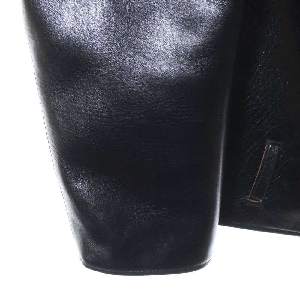 FINE CREEK LEATHERS(ファインクリークレザーズ) マルチポケット キルティング裏地 ホースハイド ダブルライダースジャケット ブラック