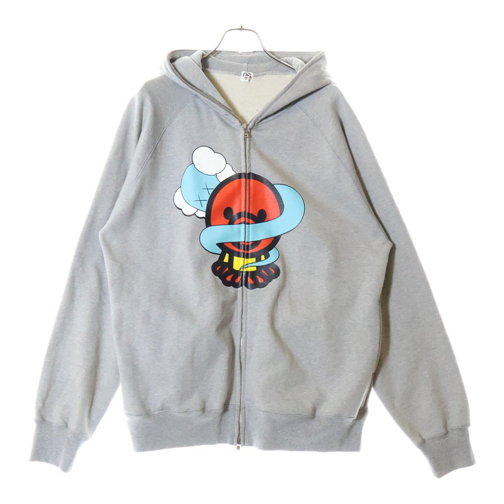 A BATHING APE(アベイシングエイプ) × KAWS BENDY OCTOPUS FULL ZIP HOODIE カウズ ベンディオクトパス フルジップアップパーカー フーディー グレー