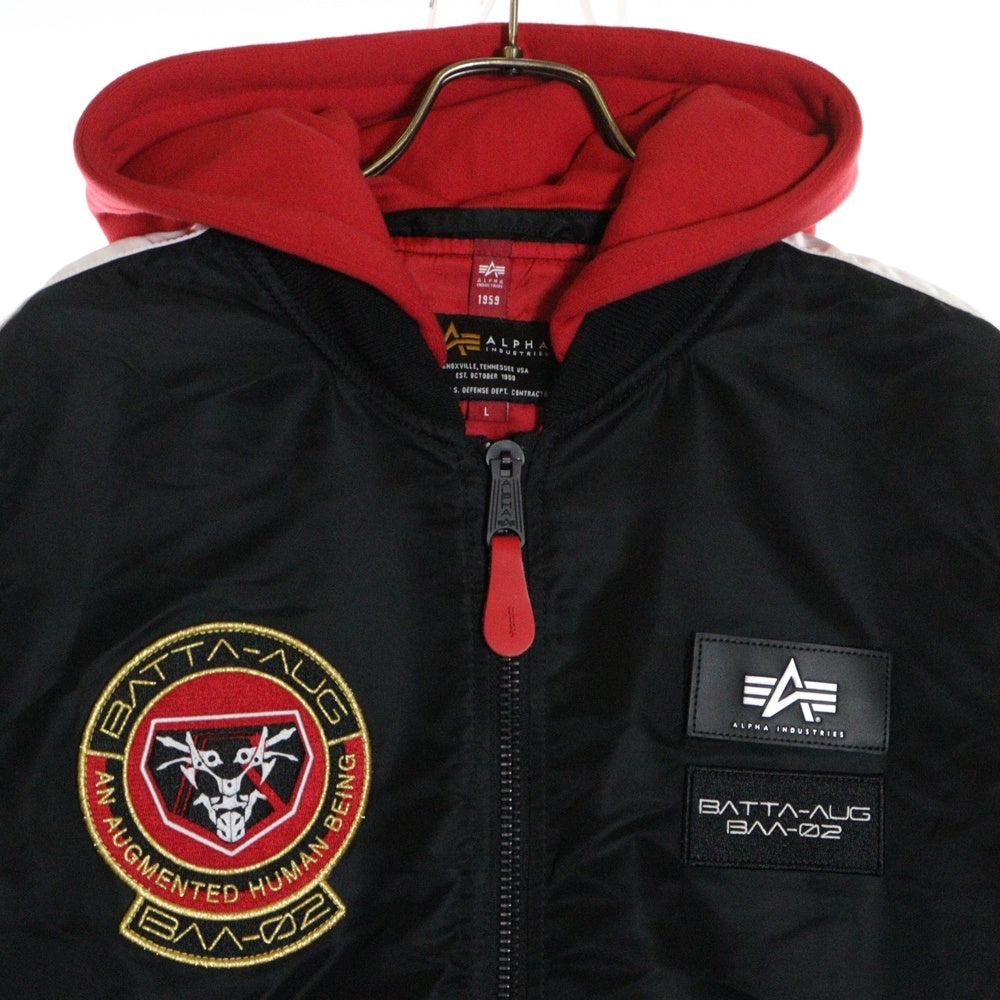 ALPHA INDUSTRIES(アルファ インダストリーズ) ×シン・仮面ライダー L-2B NATUS LIGHT 仮面ライダー2号 MA-1フード付フライトジャケット ジップアップブルゾン ブラック/レッド TA0486-9001