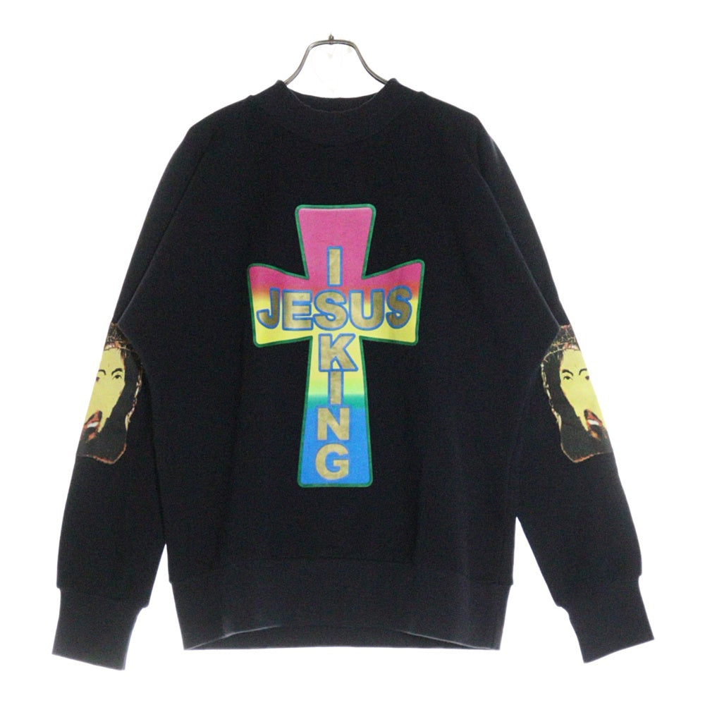 KANYE WEST(カニエウェスト) ×AWGE JIK CROSS SWEATSHIRT オーグ ジーザスイズキング クロス 両面プリント モックネック プルオーバースウェットトレーナー ブラック