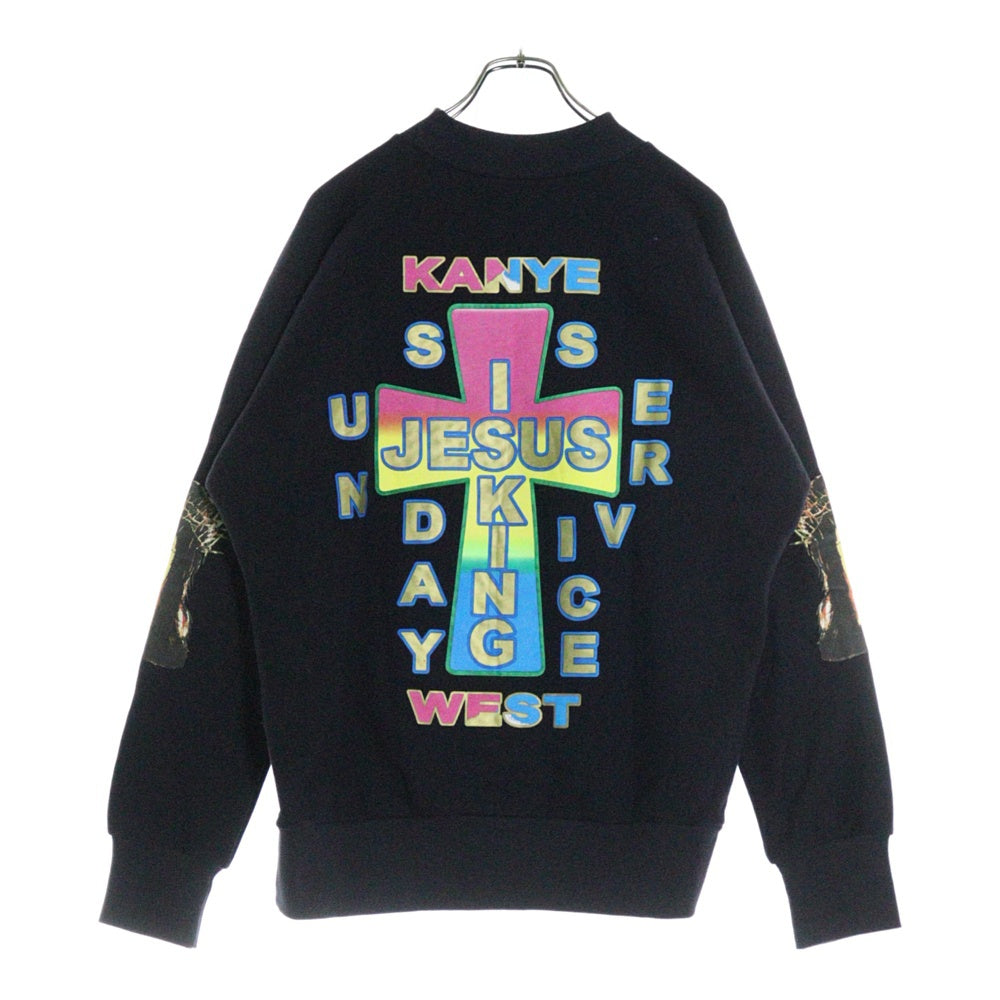 KANYE WEST(カニエウェスト) ×AWGE JIK CROSS SWEATSHIRT オーグ ジーザスイズキング クロス 両面プリント モックネック プルオーバースウェットトレーナー ブラック