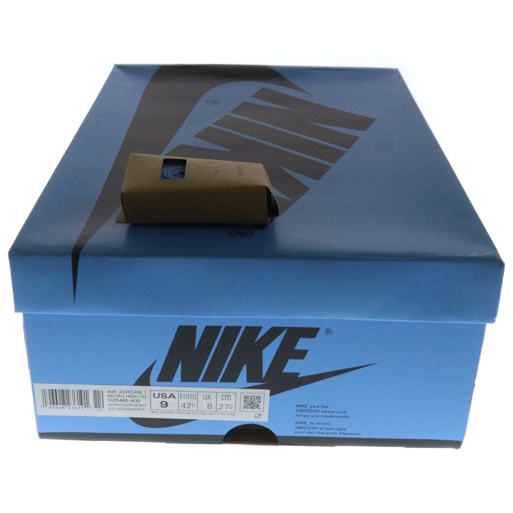 NIKE(ナイキ) AIR JORDAN 1 RETRO HI OG UNIVERSITY BLUE UNC TOE エアジョーダン レトロ ユニバーシティブルー ユーエヌシートゥ ハイカットスニーカー ブルー/ブラック US9/27cm DZ5485-400
