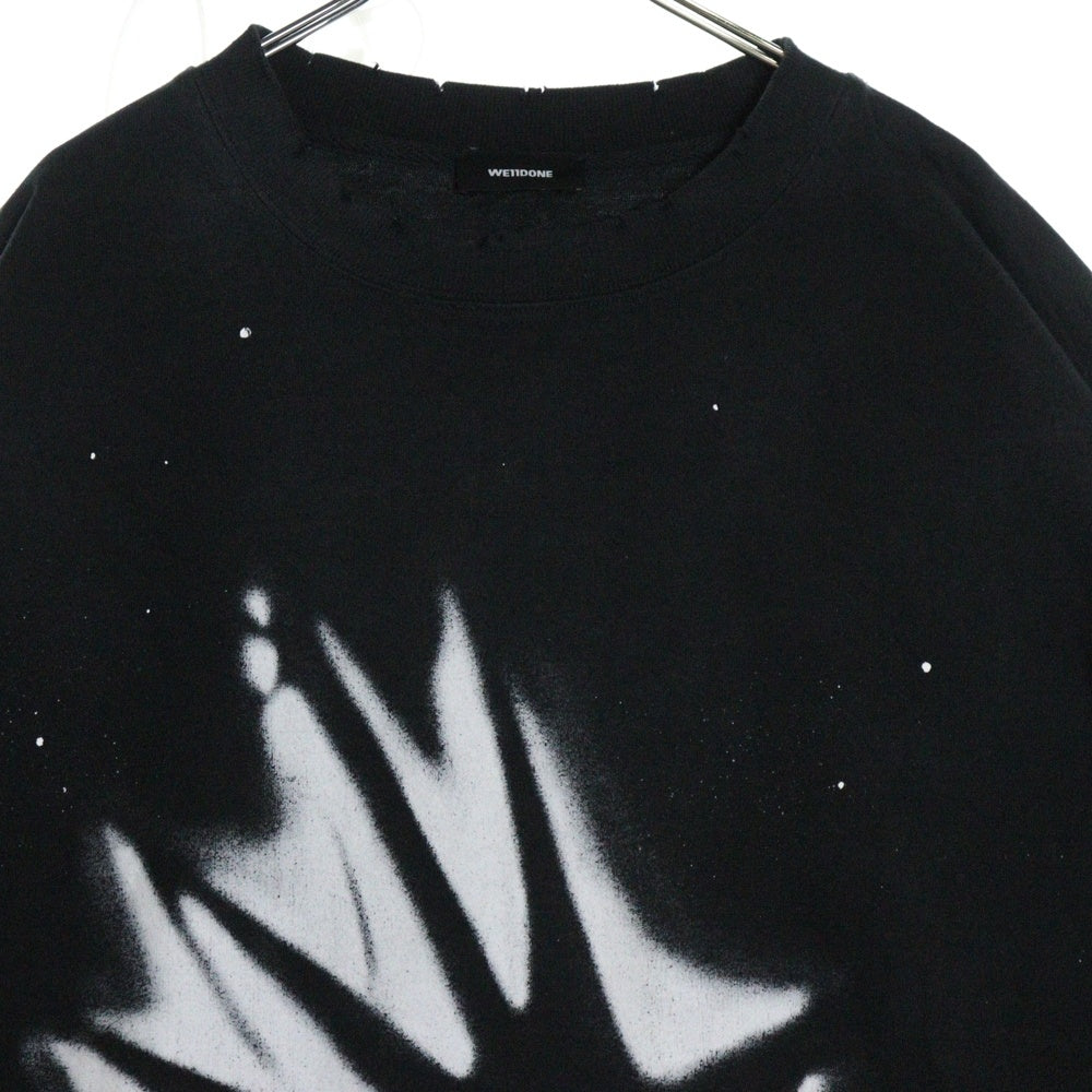 we11done(ウェルダン) グラフィックプリント ダメージ加工 半袖Tシャツ カットソー ブラック WD-TT1-22-715-U-BK
