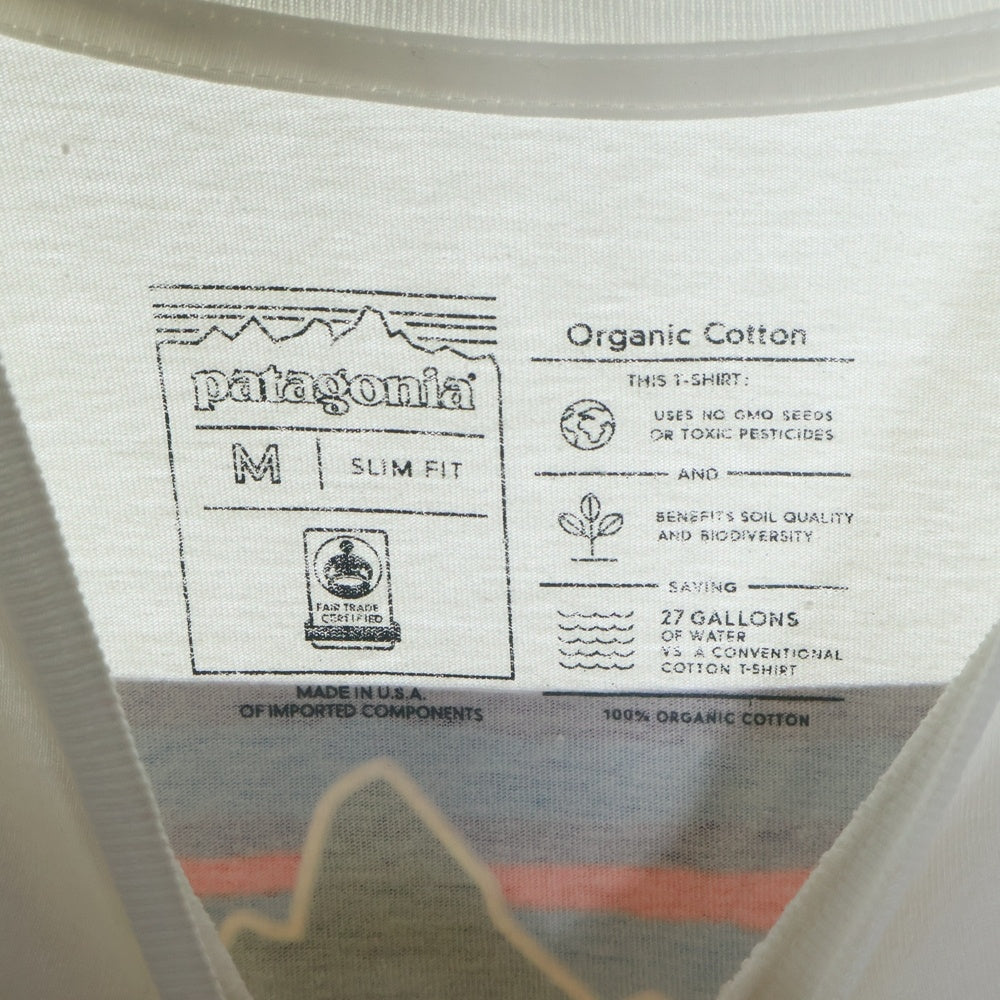 PATAGONIA(パタゴニア) SLIM FIT スリムフィット オーガニックコットン 両面プリント クルーネック 半袖Tシャツ カットソー ホワイト