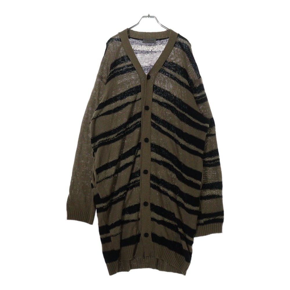 Yohji Yamamoto POUR HOMME(ヨウジヤマモト プールオム) 24SS BORDER LONG CD ボーダー ロング ニット カーディガン ベージュ HS-K73-092