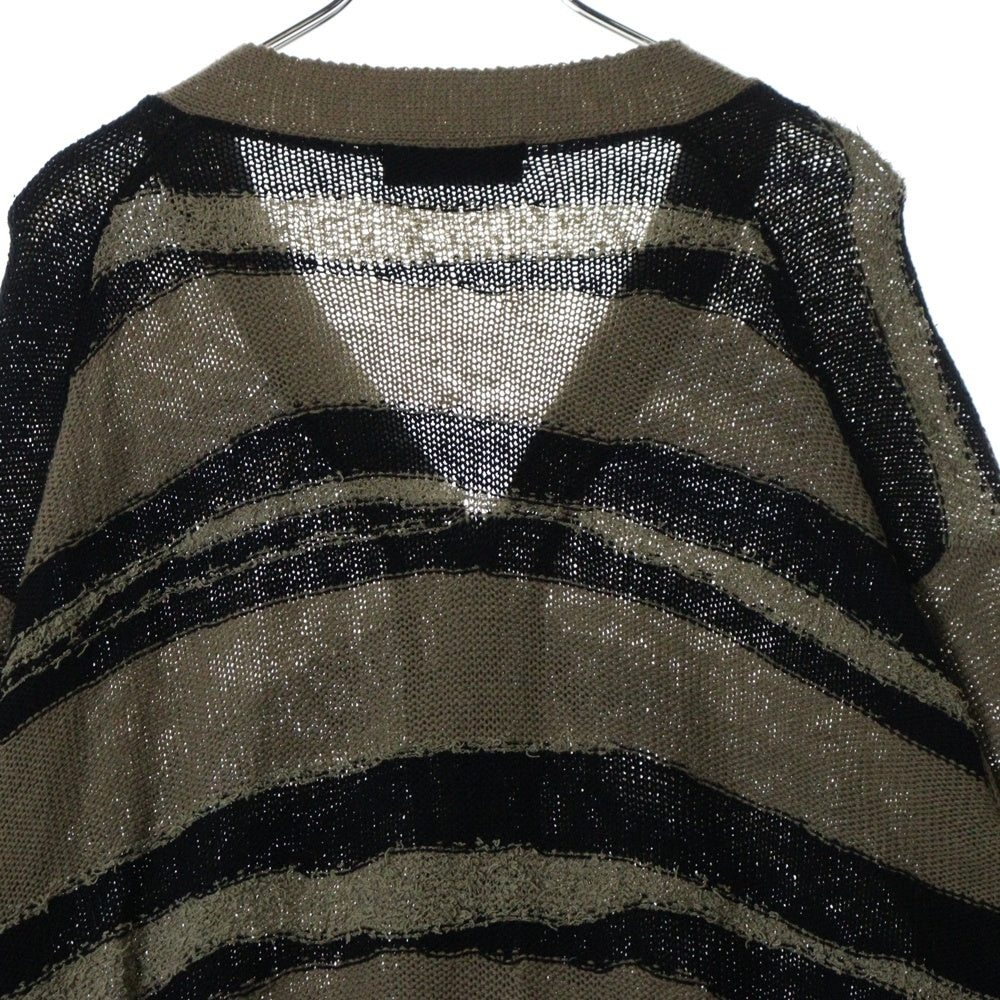 Yohji Yamamoto POUR HOMME(ヨウジヤマモト プールオム) 24SS BORDER LONG CD ボーダー ロング ニット カーディガン ベージュ HS-K73-092